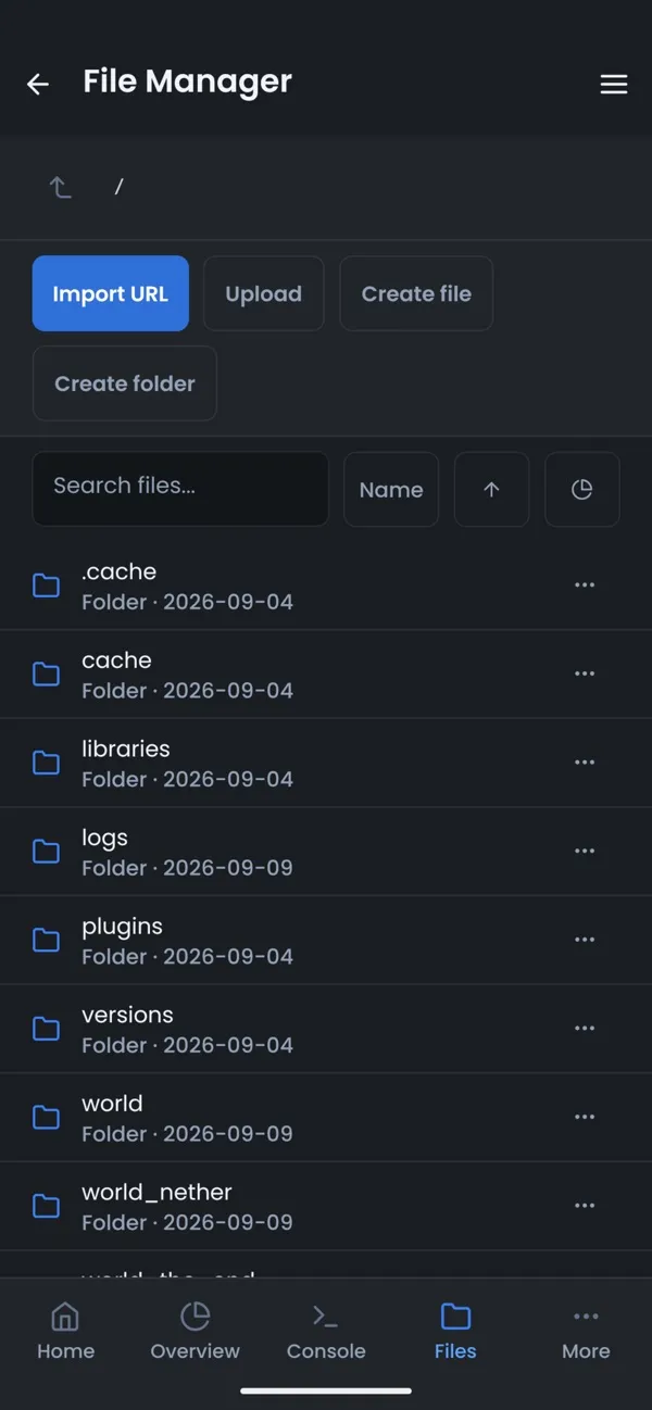 Screenshot of the OuiPanel app, File manager